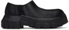 Rick Owens Black Hollywood Slip On Tractor Loafers In 99 Black/black