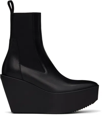 RICK OWENS BLACK HOLLYWOOD SLIVER PLATFORM BEATLE BOOTS