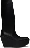 Rick Owens Black Hollywood Sliver Platform Winged Kowboys Tall Boots In 09 Black