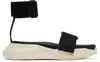 Rick Owens Black Hollywood Strap Spartan Geth Slide Sandals In 91 Black/milkmilk/mi