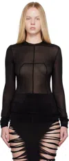 Rick Owens Fitted High Neck Top In Luxurious Cupro-elastane Blend In Black