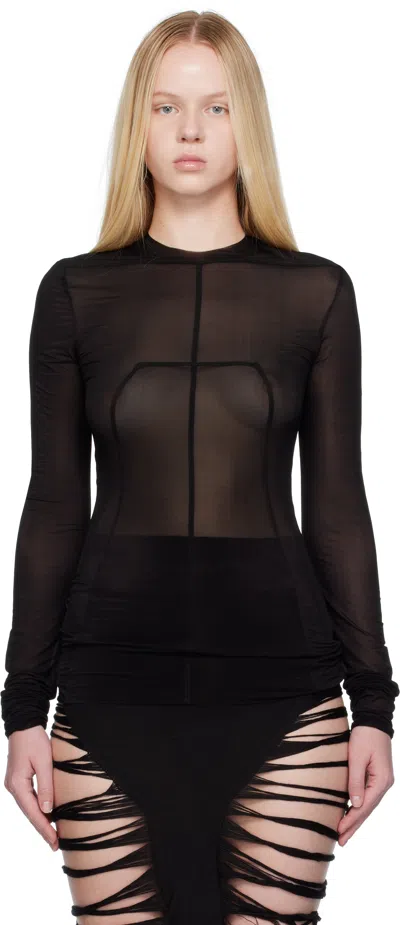 RICK OWENS BLACK HOLLYWOOD STRETCH CUPRO JERSEY LIDO TOP