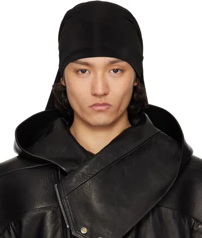 Rick Owens Black Hollywood Stretch Cupro Jersey Wig Hat In 09 Black