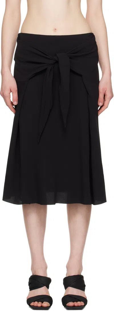 RICK OWENS BLACK HOLLYWOOD STRUTTER MIDI SKIRT