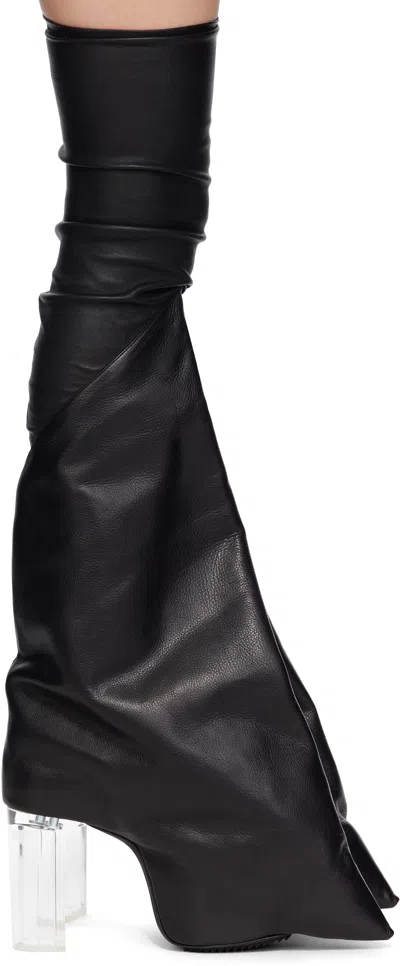 Rick Owens Black Hollywood Taco Kiss Tall Boots