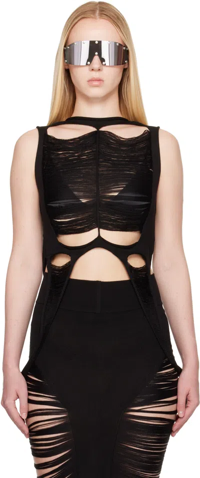 RICK OWENS BLACK HOLLYWOOD TANJA TANK TOP