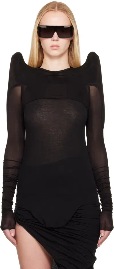 Rick Owens Black Hollywood Tec Bolero T-shirt In Brown