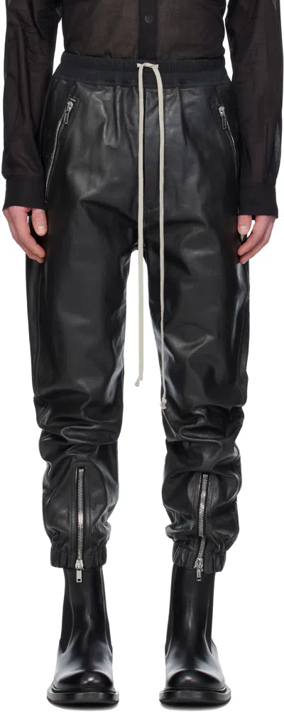 Rick Owens Black Hollywood Tecuatl Leather Pants In 09 Black