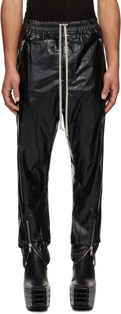 Rick Owens Black Hollywood Tecuatl Track Trousers In 09 Black