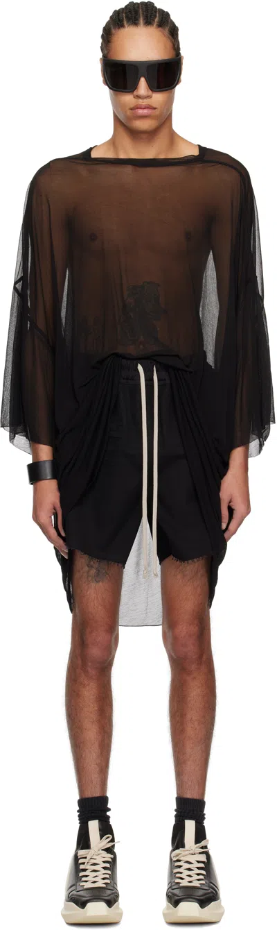 Rick Owens Black Hollywood Tommy T-shirt In 09 Black