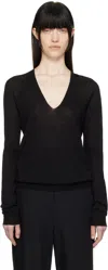 Rick Owens Black Hollywood V Neck Pull Sweater In 09 Black