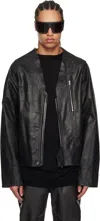 Rick Owens Black Hollywood V Safety Leather Jacket In 09 Black