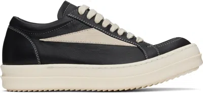 Rick Owens Black Hollywood Vintage Sneakers In Black/milk/milk
