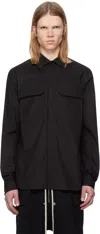Rick Owens Black Hollywood Work Shirt In 09 Black