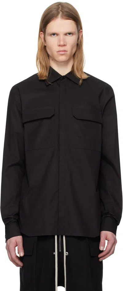 Rick Owens Black Hollywood Work Shirt In 09 Black