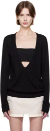 Rick Owens Black Hollywood Xtreme V Neck Sweater In 09 Black