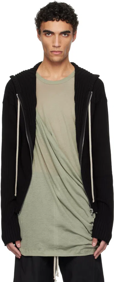 Rick Owens Black Hollywood Zipped Hoodie In 09 Black