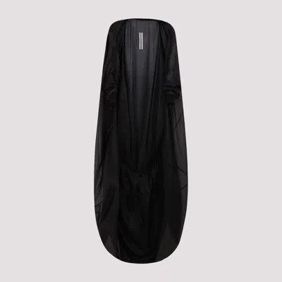 RICK OWENS BLACK HOODED BUBBLE SILK CAPE