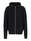 Rick Owens Black Hooded Sweatshirt With Front Zip Closure In Wool Man In Black