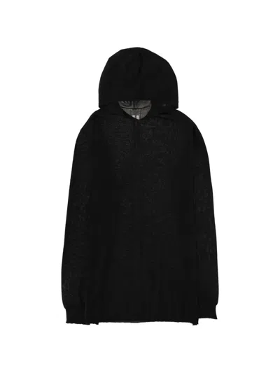 Rick Owens Neutrals Lightweight Ribbed Cuffs New Wool Shirt In Black