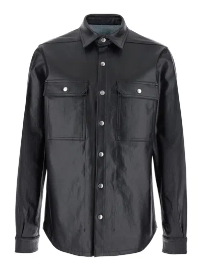 Rick Owens Black Jacket With Patch Pockets On The Chest In Cotton Blend Man