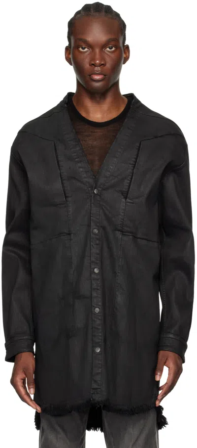 Rick Owens Black Jumbo Denim Jacket In 99 Black/black