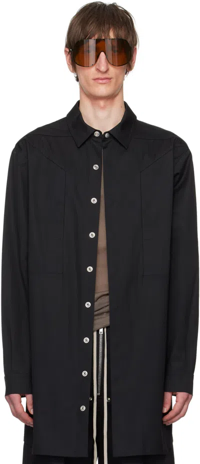 Rick Owens Black Jumbo Fogpocket Shirt In 09 Black