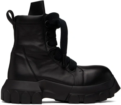 Rick Owens Black Jumbo Laced Bozo Tractor Boots In 999 Black/black/blac