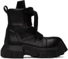 Rick Owens Chunky Lace-up Leather Boots With Tractor Sole In 999 Black/black/blac