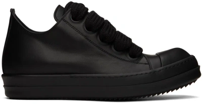 Rick Owens Black Jumbo Laced Low Sneakers In 9999 Black/black/bla