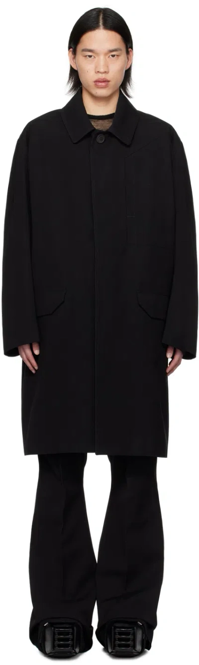 Rick Owens Black Jumbo Mac Coat In 09 Black