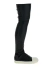 Rick Owens Black Knee-high Sneakers With Platform In Leather Woman In Black