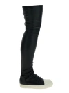 Rick Owens Black Knee-high Sneakers With Platform In Leather Woman In Black