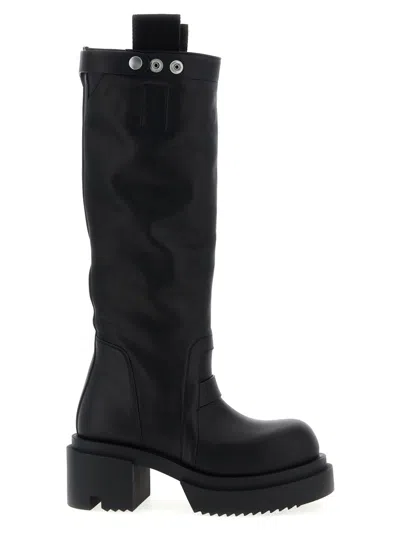 RICK OWENS BLACK KNEE PULL ON BOOTS