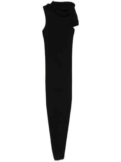 Rick Owens Black Knitted Wool Long Dress