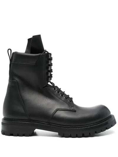 RICK OWENS BLACK LACE UP BOOTS