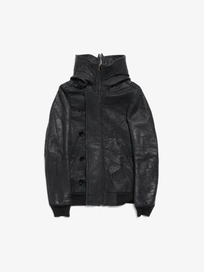 Pre-owned Rick Owens Black Lamb Zipped Jacket With Hood