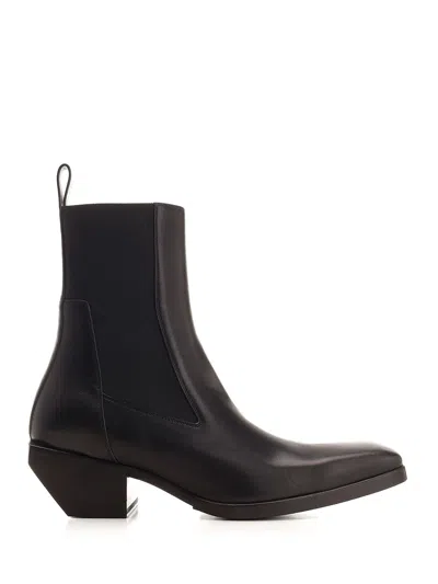 Rick Owens Black Leather Ankle Boots