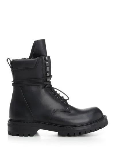 Rick Owens Black Leather Army Boots