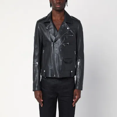 RICK OWENS BLACK LEATHER BIKER JACKET