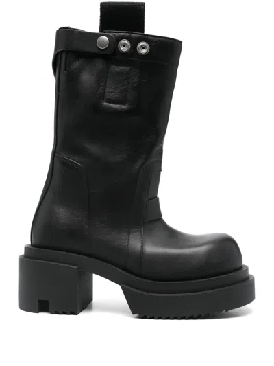 RICK OWENS BLACK LEATHER BOOTS