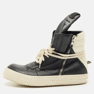 Pre-owned Rick Owens Black Leather Geobasket Sneakers Size 41