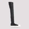 RICK OWENS BLACK LEATHER HIGH KNEE SNEAKERS