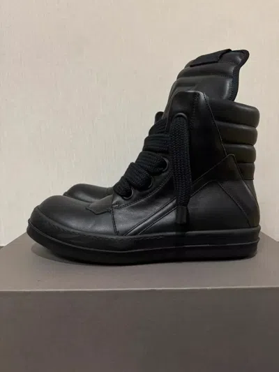 Pre-owned Rick Owens Black Leather High-top Shoes