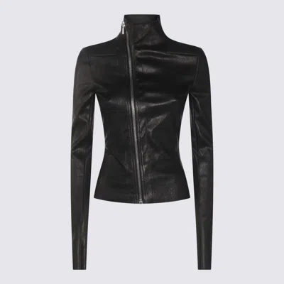 RICK OWENS BLACK LEATHER JACKET