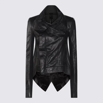 Rick Owens Black Leather Jacket