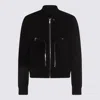 Rick Owens Leather Jacket With High Collar And Ribbed Accents In Black