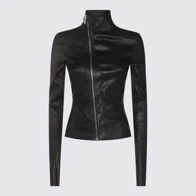 RICK OWENS RICK OWENS BLACK LEATHER JACKET
