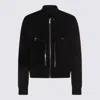 Rick Owens Leather Jacket With High Collar And Ribbed Accents In Black