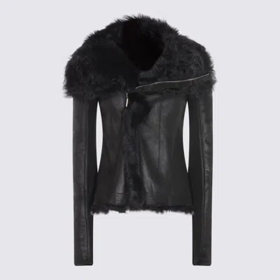 RICK OWENS RICK OWENS BLACK LEATHER JACKET